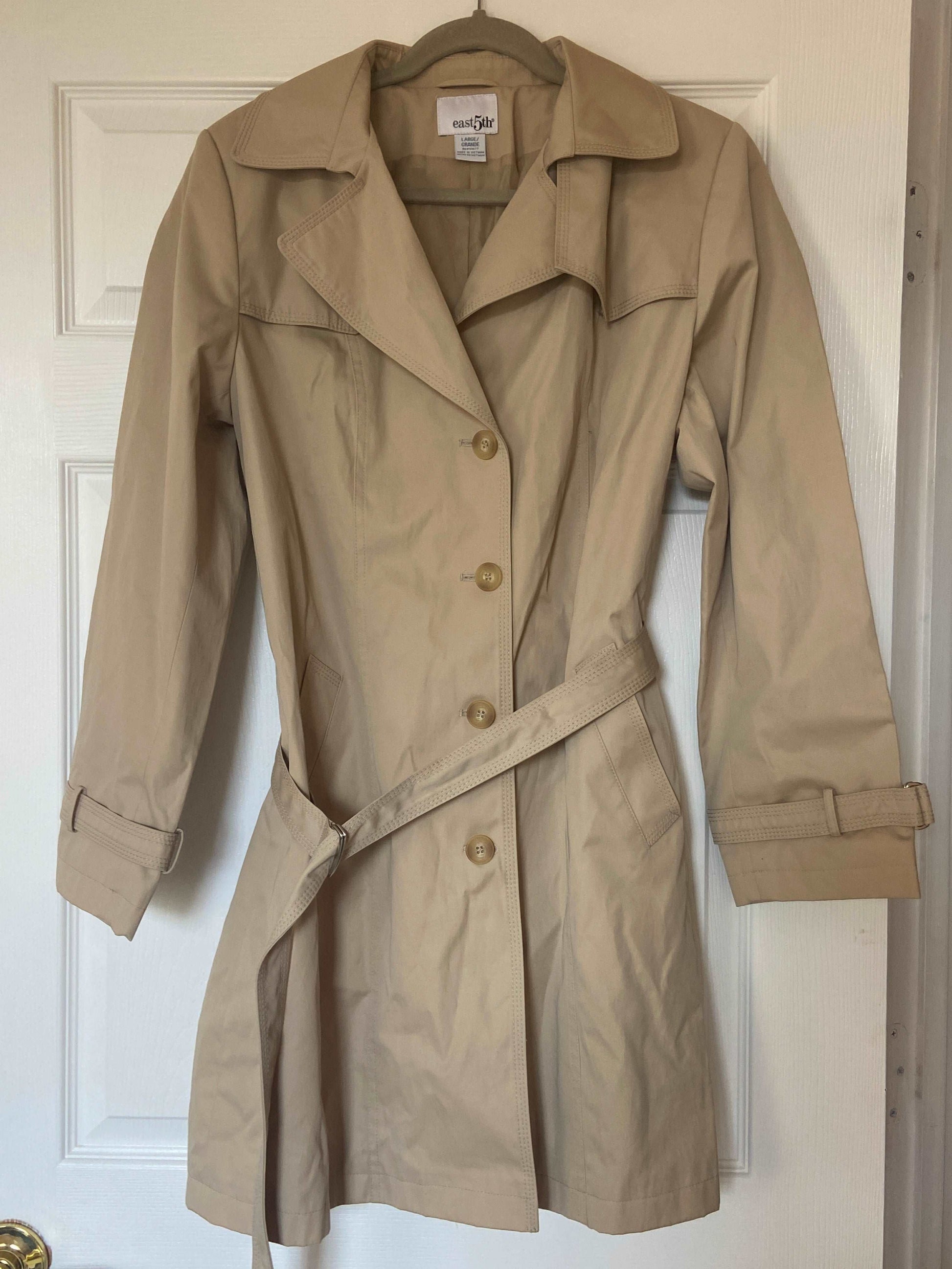 Tan Long Trench Coat Size L