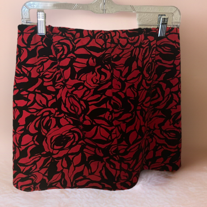 Upcycled Red & Black Rose Skirt Size 4