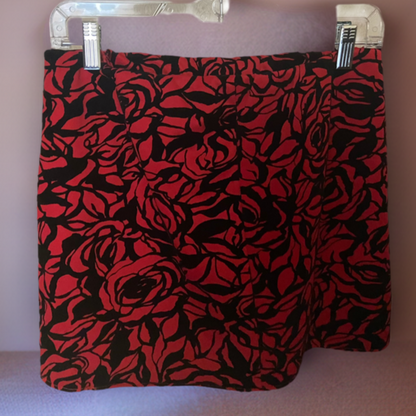 Upcycled Red & Black Rose Skirt Size 4