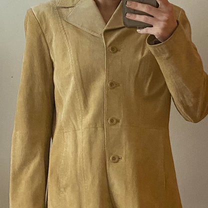 Honey Yellow Suede Coat Size L