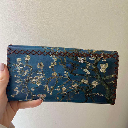 Cherry Blossom Floral Blue Wallet